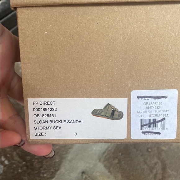 FREE PEOPLE Sloan Blue Buckle Leather Slides Sandals in Stormy Sea NIB - Picture 4 of 7